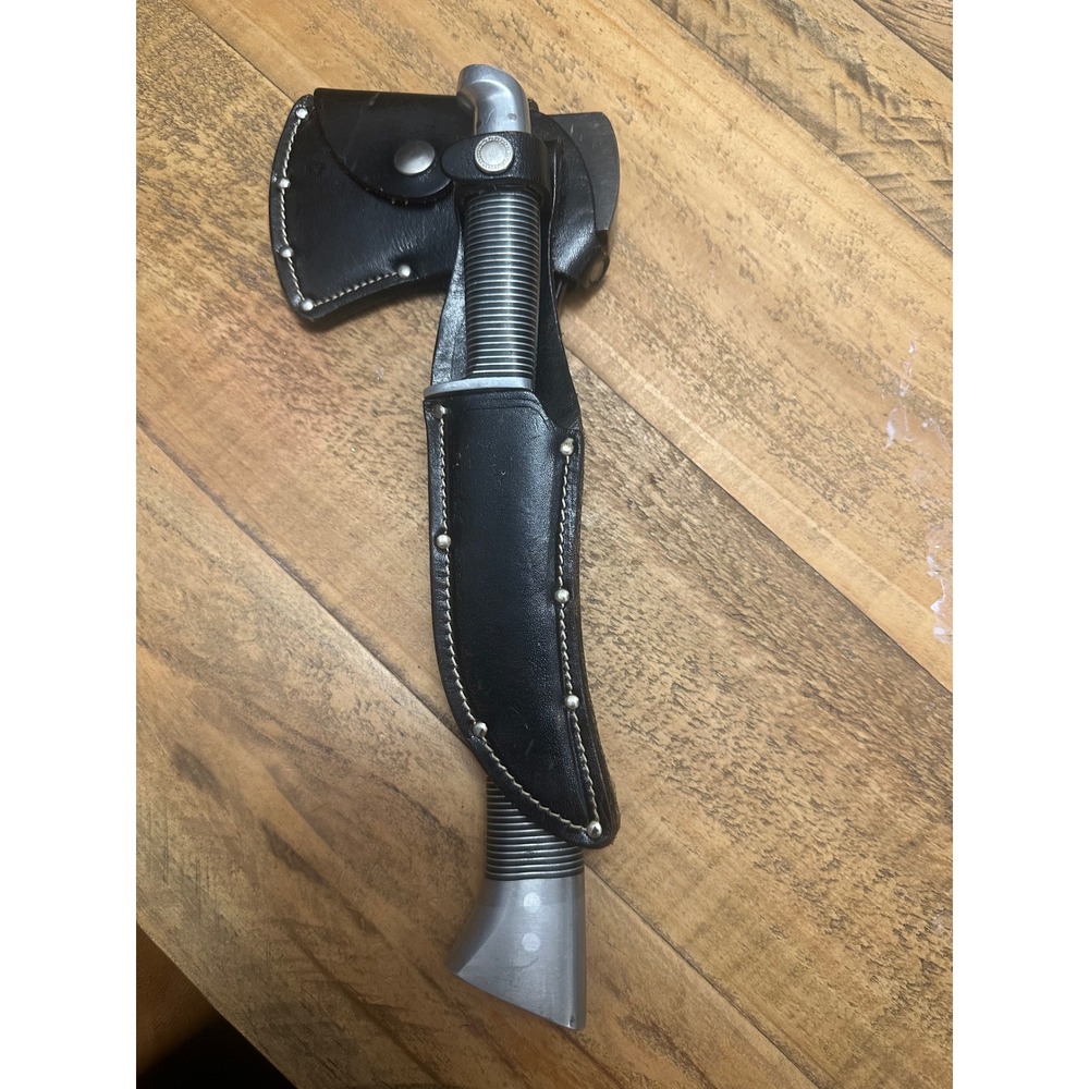 Vintage Western USA Hatchet and Knife Combo Set Leather Sheath